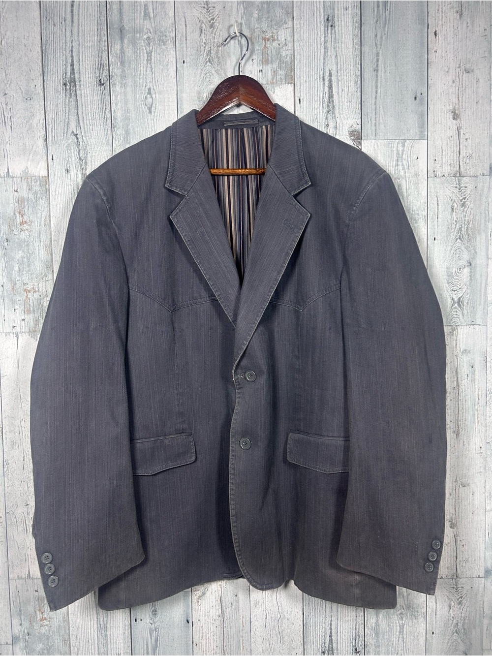 Dallas Collection Men's 44 Western Blazer Charcoal Pinstripe Cowboy Ranchcore